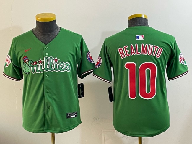 Youth Philadelphia Phillies #10 JT Realmuto Green Phanatic Limited Stitched Jersey