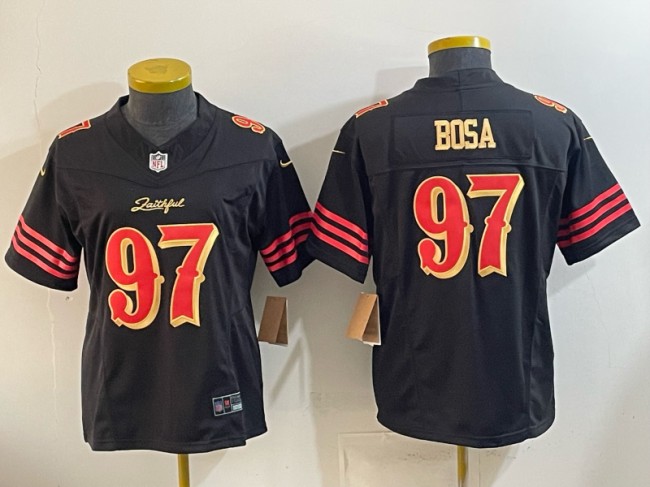 Youth San Francisco 49ers #97 Nick Bosa Black Gold 2025 F.U.S.E. “Rivalries” Vapor Limited Stitched Football Jersey