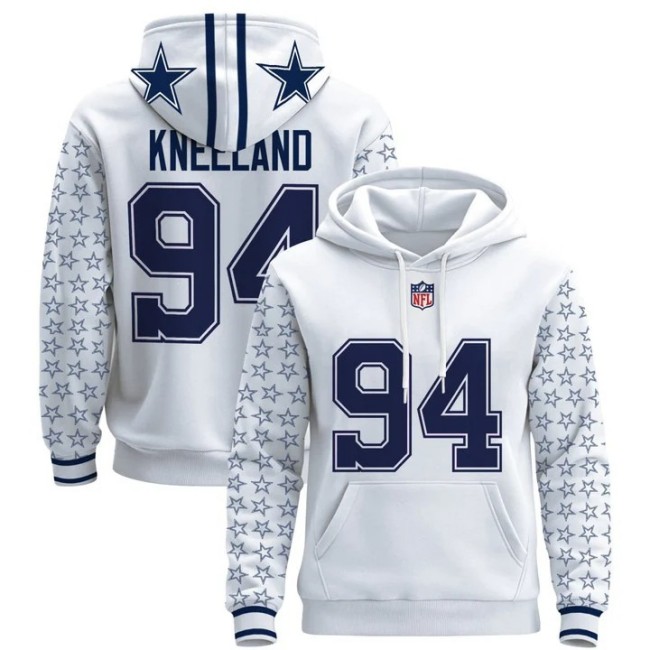 Men's Dallas Cowboys #94 Marshawn Kneeland White Stitched Hoodie