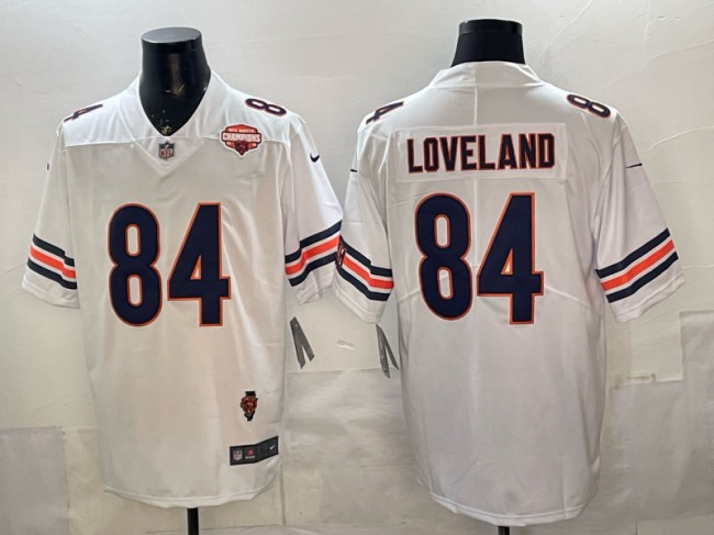 Men's Chicago Bears #84 Colston Loveland White With Illinois and 2025 NFC North Champions Patch Vapor Untouchable Limited Stitched Football Jersey