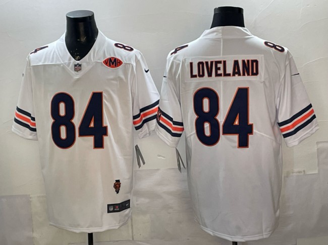 Men's Chicago Bears #84 Colston Loveland White With Illinois and VMH Patch Vapor Untouchable Limited Stitched Football Jersey