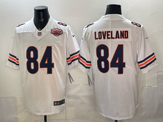 Men's Chicago Bears #84 Colston Loveland White With 2025 NFC North Division Champions Patch Vapor Untouchable Limited Stitched Football Jersey