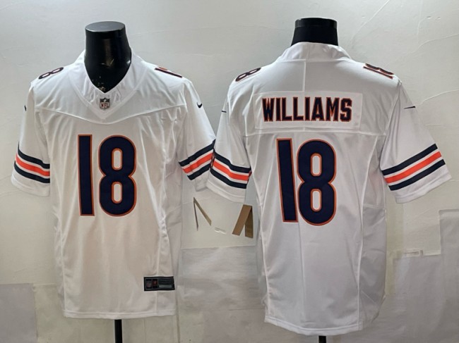 Men's Chicago Bears #18 Caleb Williams White F.U.S.E. Vapor Limited Stitched Football Jersey