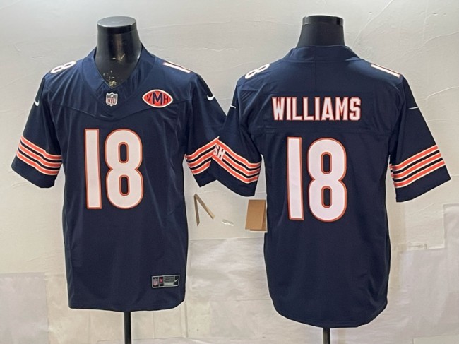 Men's Chicago Bears #18 Caleb Williams Navy F.U.S.E. With VMH Patch Vapor Limited Stitched Football Jersey