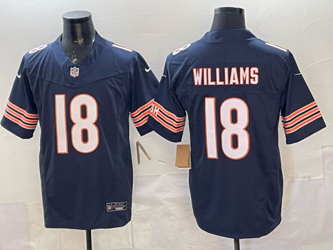 Men's Chicago Bears #18 Caleb Williams Navy F.U.S.E. Vapor Limited Stitched Football Jersey
