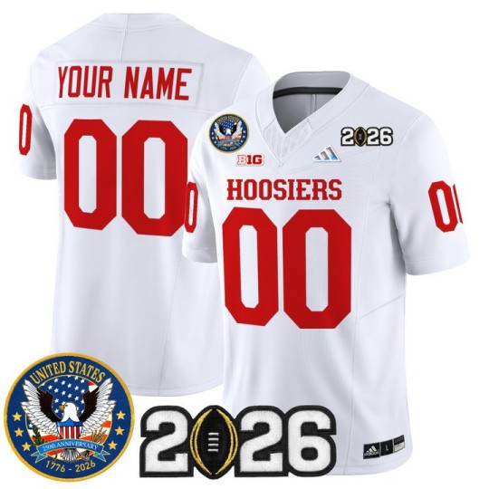 Men's Indiana Hoosiers Custom White United States 250th Anniversary Patch F.U.S.E. Vapor Limited Stitched Jersey