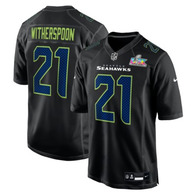 Men's Seattle Seahawks #21 Devon Witherspoon Black Nike Super Bowl LX Patch Carbon Fashion Game Stitched Jersey