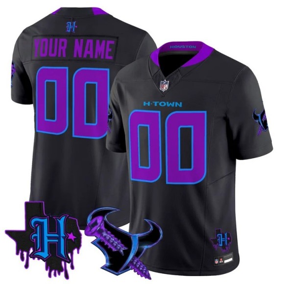 Men's Houston Texans Custom Navy F.U.S.E. DJ Screw TX Patch Vapor Limited Stitched Jersey
