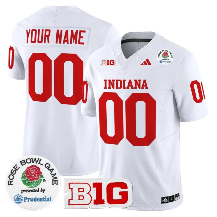 Men's Indiana Hoosiers Custom White 2026 Rose Bowl F.U.S.E. Vapor Limited V2 Stitched Jersey