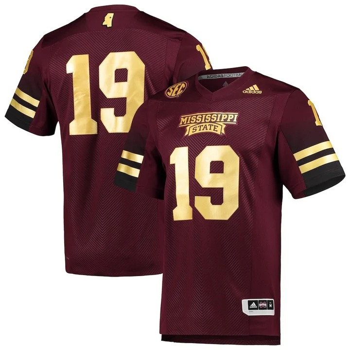 Men's Mississippi State Bulldogs #19 Maroon Stitched Football Jersey
