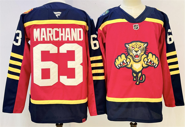 Men's Florida Panthers #63 Brad Marchand Red 2026 Winter Classic Stitched Hockey Jersey