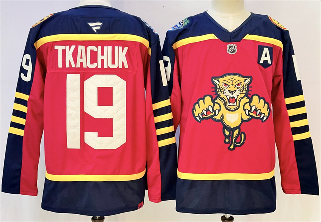 Men's Florida Panthers #19 Matthew Tkachuk Red 2026 With A Patch Winter Classic Stitched Hockey Jersey
