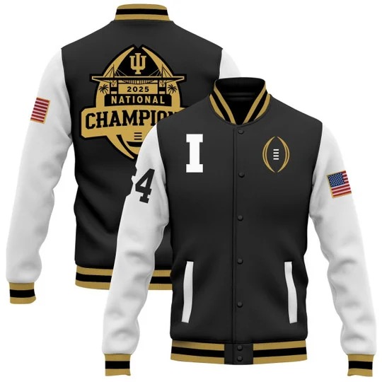 Men's Indiana Hoosiers Black 2025 College Football National Champions Stitched Jacket