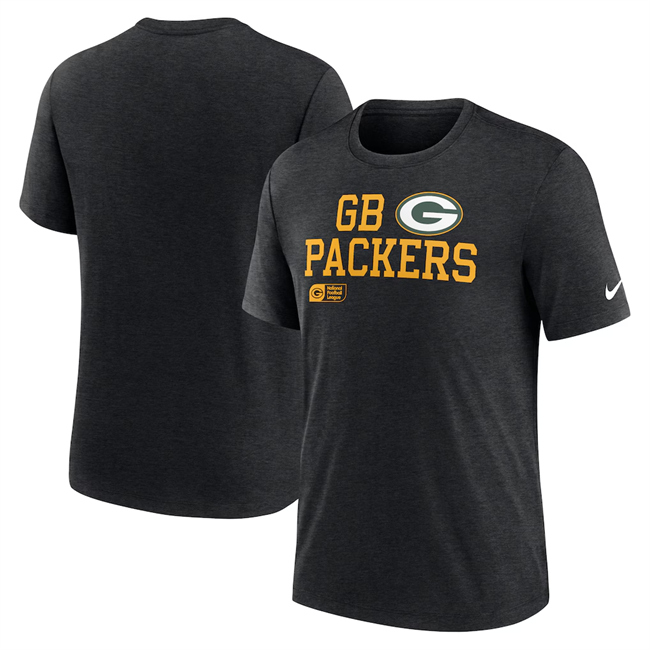 Men's Green Bay Packers Black Overlap Lockup Tri-Blend T-Shirt