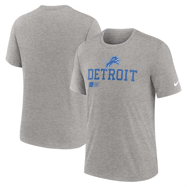 Men's Detroit Lions Grey Overlap Lockup Tri-Blend T-Shirt