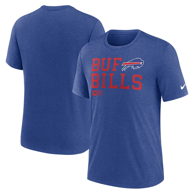 Men's Buffalo Bills Blue Overlap Lockup Tri-Blend T-Shirt