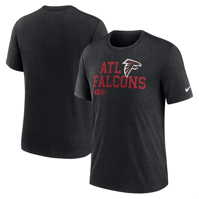 Men's Atlanta Falcons Black Overlap Lockup Tri-Blend T-Shirt