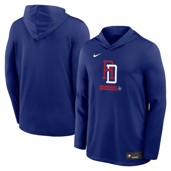 Men's Dominican Republic Baseball Royal 2026 World Baseball Classic Collection Dri-FIT Long Sleeve Hoodies