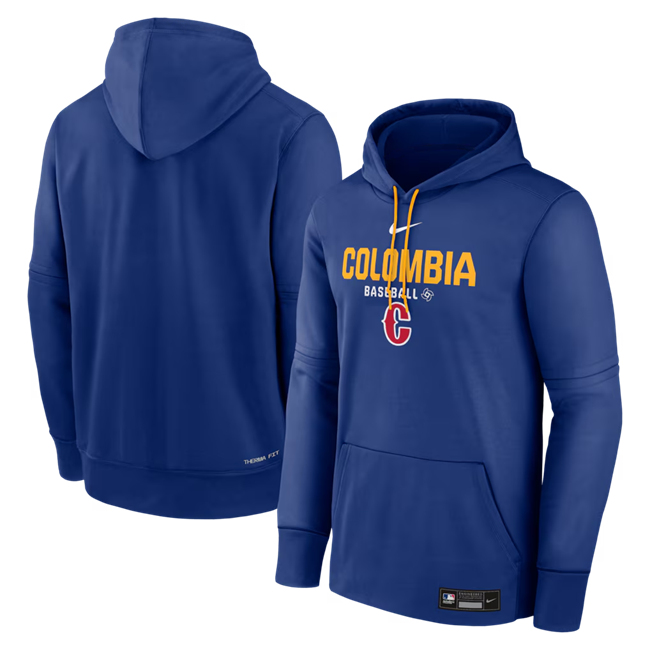 Men's Colombia Baseball Royal 2026 World Baseball Classic Collection Dri-FIT Long Sleeve Hoodie