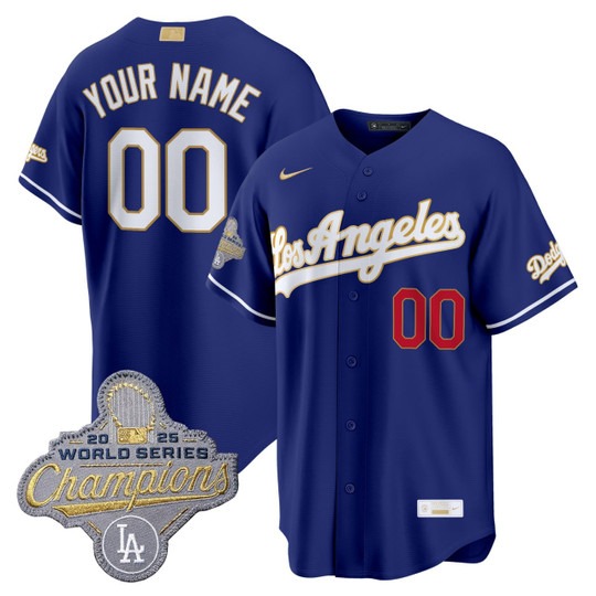 Men's Los Angeles Dodgers Custom Royal Blue 2026 Gold Collection Stadium Limited Stitched Baseball Jersey