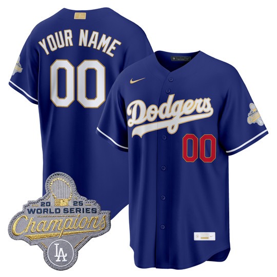 Men's Los Angeles Dodgers Custom Royal 2026 Gold Collection Stadium Limited Stitched Baseball Jersey
