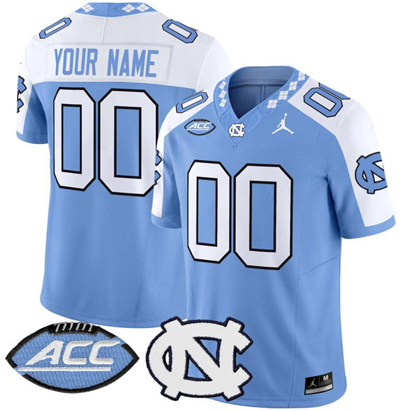Men's North Carolina Tar Heels Active Player Custom Blue White F.U.S.E. 2024 Vapor Limited Stitched Football Jersey