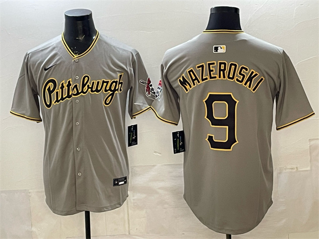 Men's Pittsburgh Pirates #9 Bill Mazeroski Grey Limited Stitched Baseball Jersey