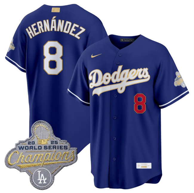 Men's Los Angeles Dodgers #8 Enrique Hernandez Royal 2026 Alternate Gold Collection Stadium Stitched Baseball Jersey