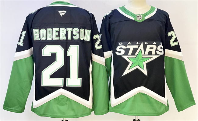 Men's Dallas Stars #21 Jason Robertson Black 2025-26 Alternate Stitched Hockey Jersey