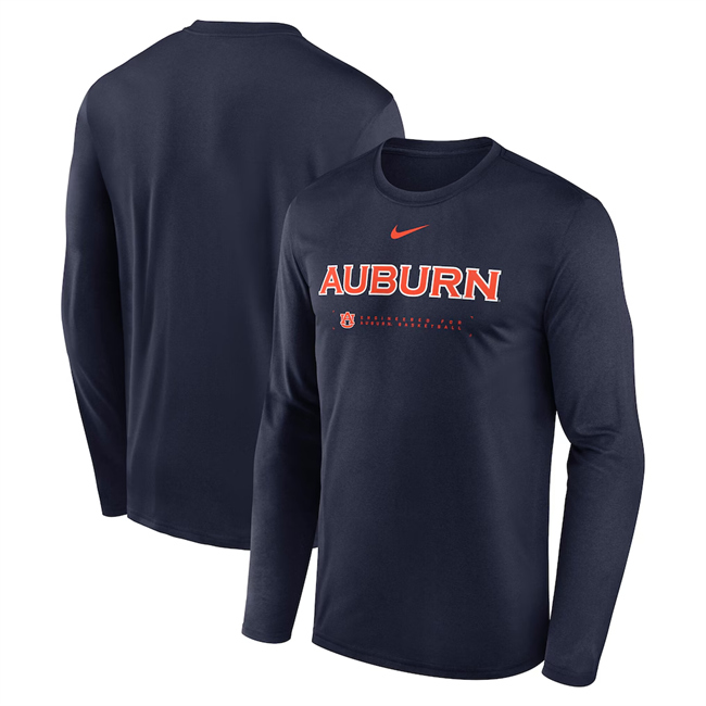 Men's Auburn Tigers Navy 2025 Courtside Basketball Shootaround Legend Dri-FIT Long Sleeve T-Shirt