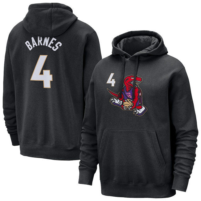 Men's Toronto Raptors #4 Scottie Barnes Black 2024-25 City Edition Pullover Hoodie