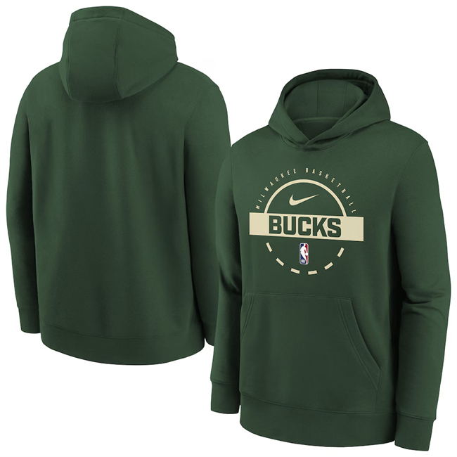 Men's Milwaukee Bucks Hunter Green 2025-26 Practice Club Pullover Hoodie