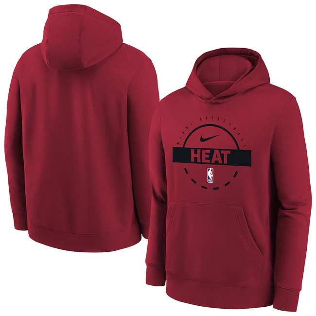 Men's Miami Heat Wine 2025-26 Practice Club Pullover Hoodie