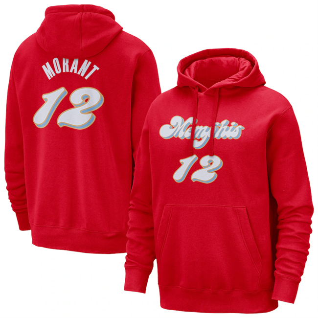Men's Memphis Grizzlies #12 Ja Morant Red 2024-25 City Edition Pullover Hoodie