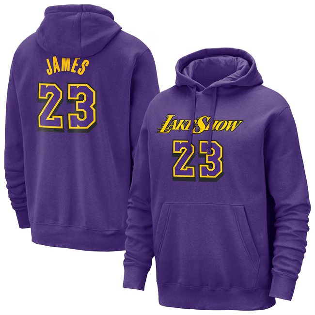 Men's Los Angeles Lakers #23 LeBron James Purple 2024-25 City Edition Pullover Hoodie
