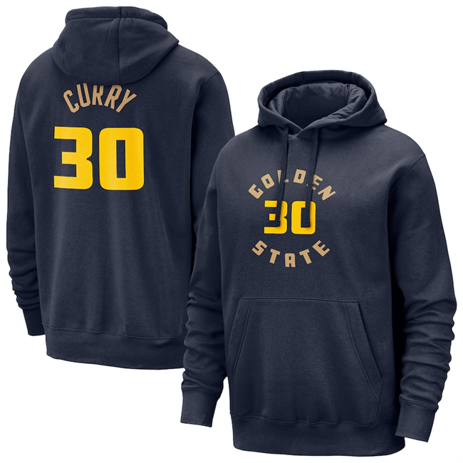 Men's Golden State Warriors 30 Stephen Curry Navy 2024-25 City Edition Pullover Hoodie
