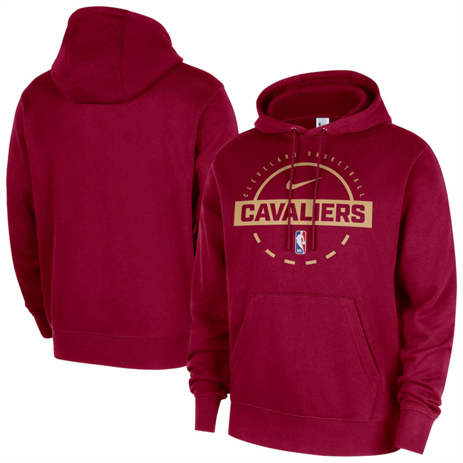 Men's Cleveland Cavaliers Wine 2025-26 Practice Club Pullover Hoodies