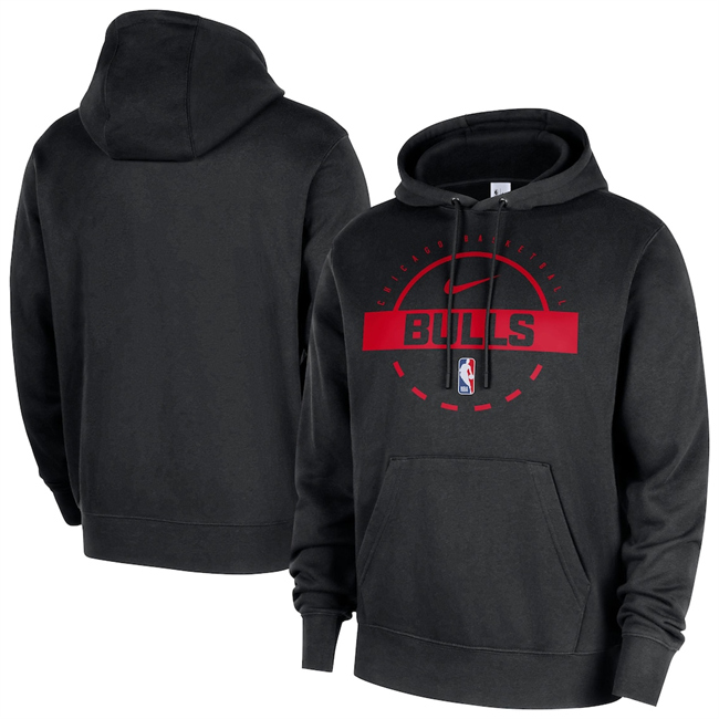 Men's Chicago Bulls Black 2025-26 Practice Club Pullover Hoodie