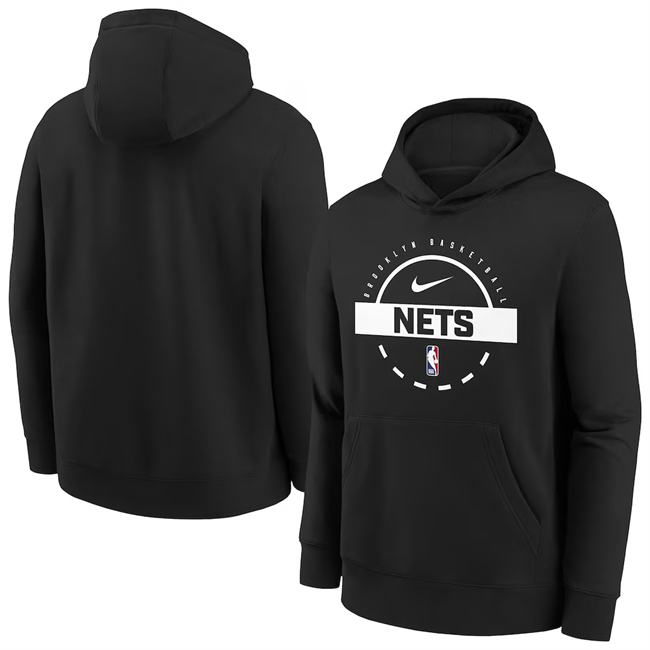 Men's Brooklyn Nets Black 2025-26 Practice Club Pullover Hoodie