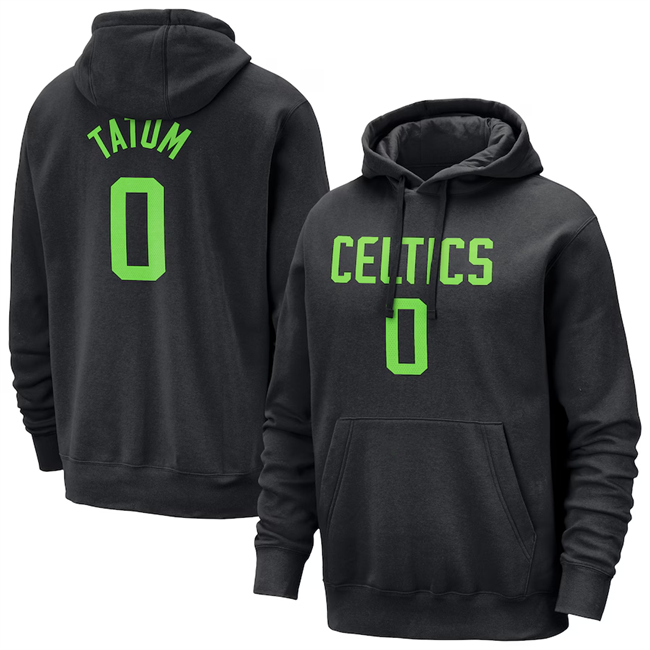 Men's Boston Celtics #0 Jayson Tatum Black 2024-25 City Edition Fleece Club Pullover Hoodie