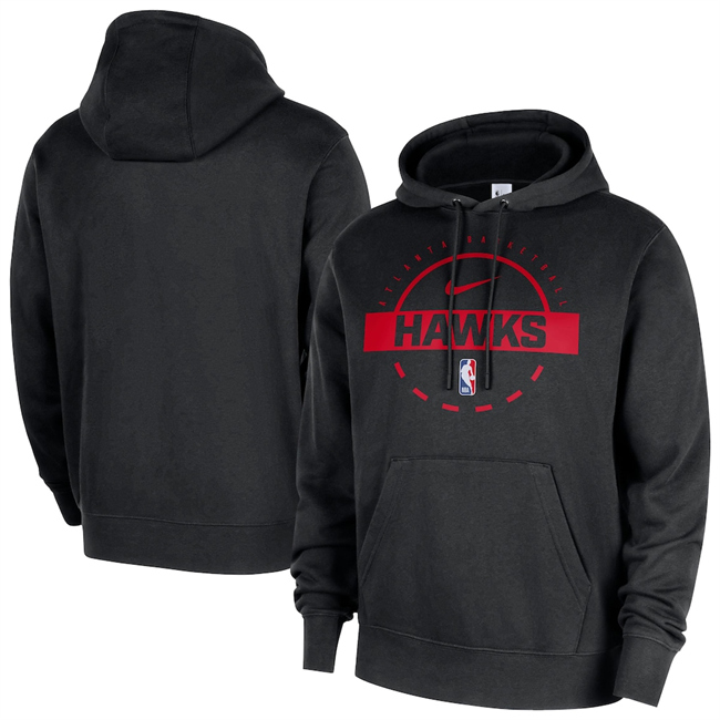 Men's Atlanta Hawks Black 2025-26 Practice Club Pullover Hoodie