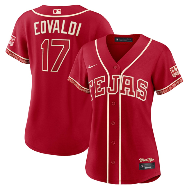 Women's Texas Rangers #17 Nathan Eovaldi Red 2026 City Connect Stadium Stitched Baseball Jersey(Run Small)
