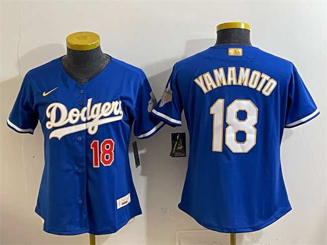 Youth Los Angeles Dodgers #18 Yoshinobu Yamamoto Royal 2026 Alternate Gold Collection Stadium Stitched Baseball Jersey