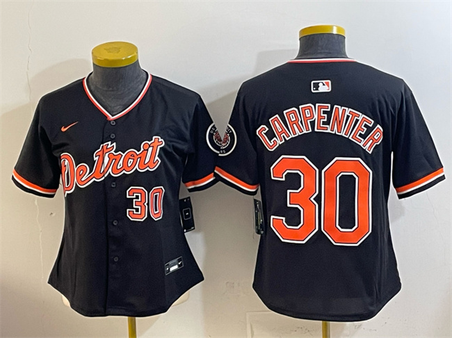 Women's Detroit Tigers #30 Kerry Carpenter Black 2026 Alternate Vapor Premier Limited Stitched Baseball Jersey(Run Small)