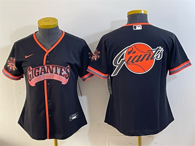 Women's San Francisco Giants Team Big Logo Black 2026 Alternate Stadium Stitched Baseball Jersey(Run Small)