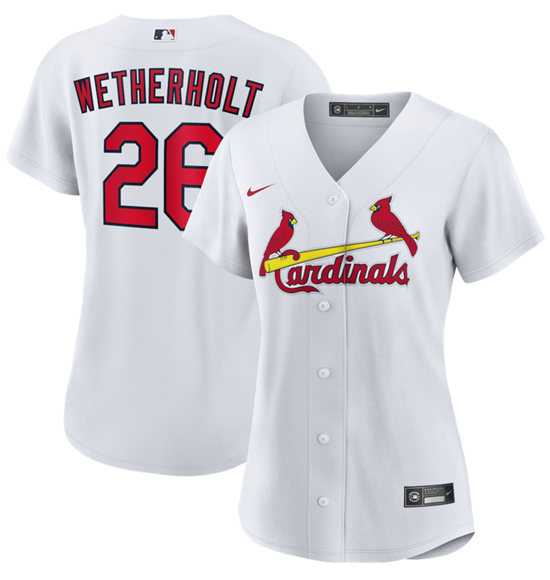 Women's St. Louis Cardinals #26 JJ Wetherholt White Stitched Baseball Jersey(Run Small)