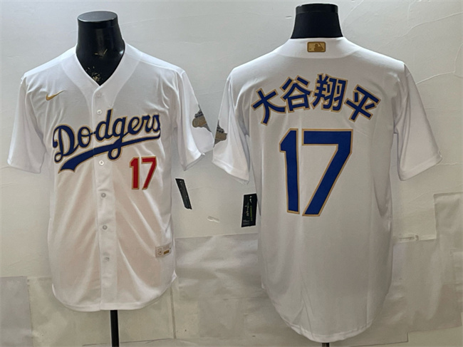 Men's Los Angeles Dodgers #17 大谷翔平 White 2026 Gold Collection Stadium Stitched Baseball Jerseys