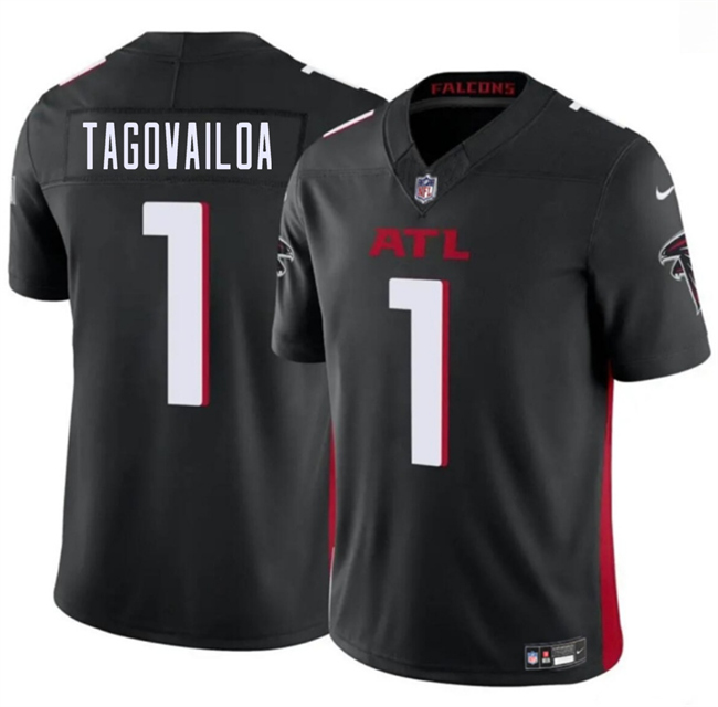 Men's Atlanta Falcons #1 Tua Tagovailoa Black 2026 F.U.S.E. Vapor Untouchable Limited Stitched Football Jersey