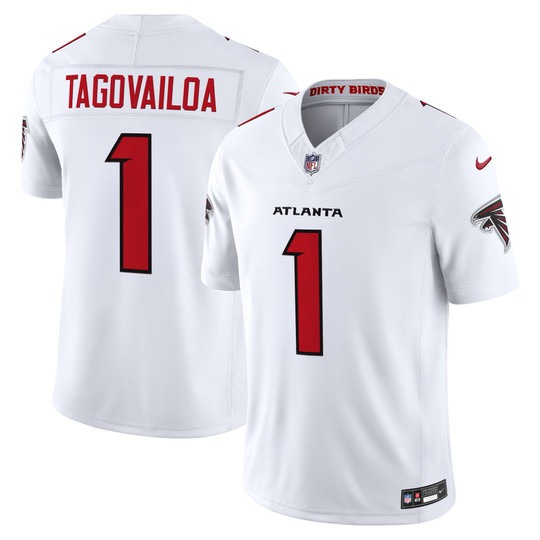 Men's Atlanta Falcons #1 Tua Tagovailoa White 2026 New F.U.S.E. Vapor Untouchable Limited Stitched Football Jersey