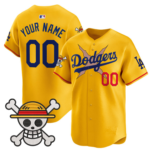 Men's Los Angeles Dodgers Active Player Custom Gold x One Piece 2025 Vapor Premier Limited Stitched Baseball Jersey